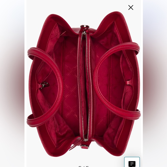 Longchamp Top Handle Leather Satchel. Red - Picture 3 of 5